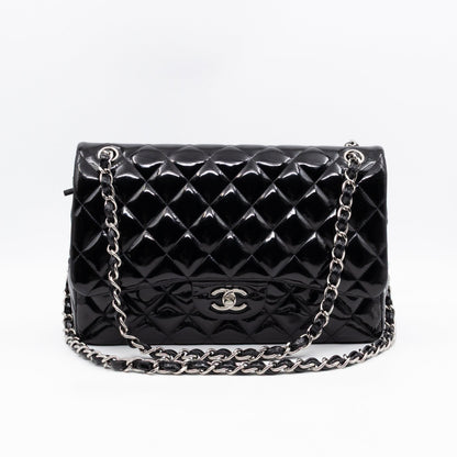 Classic Double Flap Jumbo Black Patent Leather