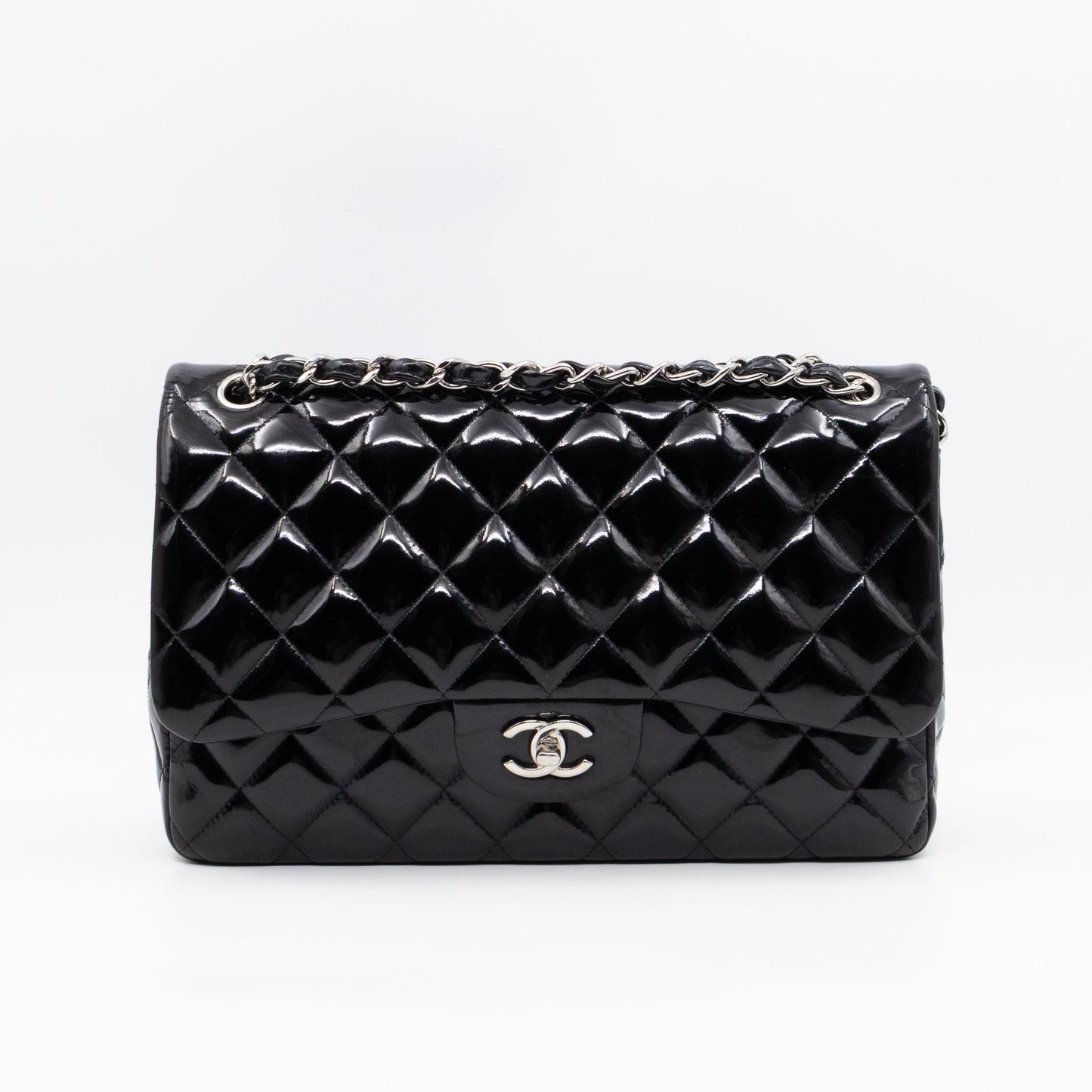 Classic Double Flap Jumbo Black Patent Leather
