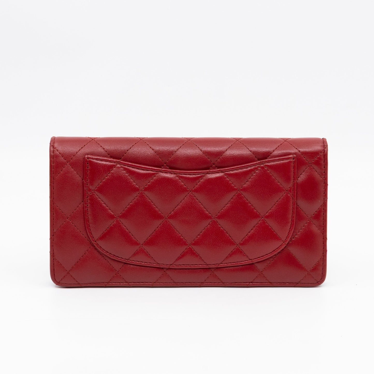 Classic Long Wallet Red Lambskin Leather