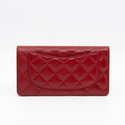 Classic Long Wallet Red Lambskin Leather