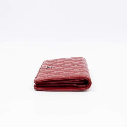 Classic Long Wallet Red Lambskin Leather