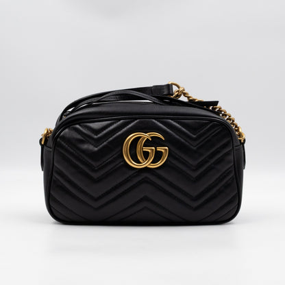 GG Marmont Small Matelasse Black Leather