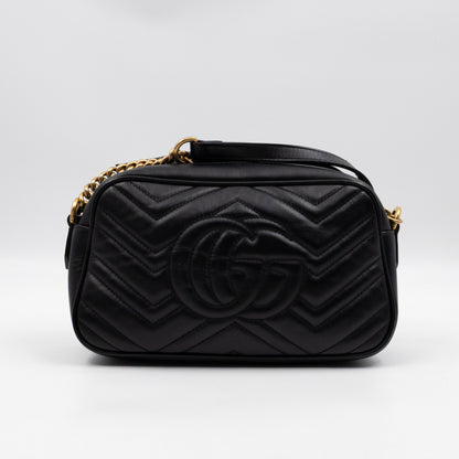 GG Marmont Small Matelasse Black Leather