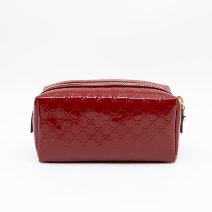 Cosmetic Pouch Red Patent Leather