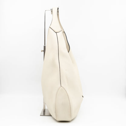 Jackie Large Hobo Bag White Leather