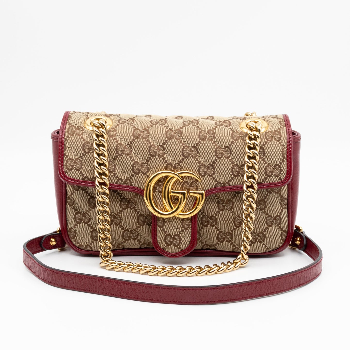 GG Marmont Small Flap Bag GG Supreme Canvas Red
