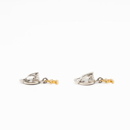 Coco Coin CC Dangle Clip-on Earrings Silver Gold
