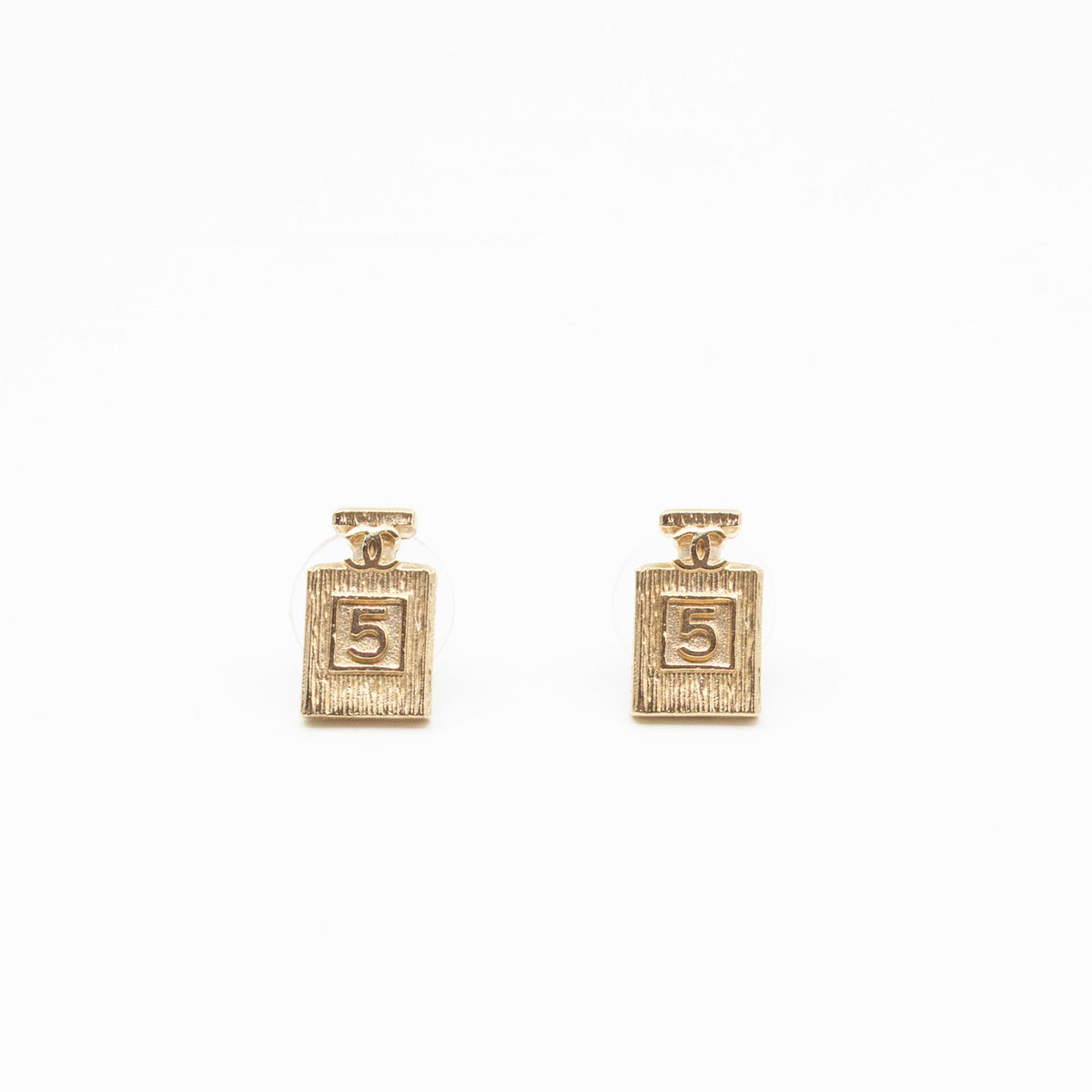 No 5 Perfume Bottle Gold Earrings