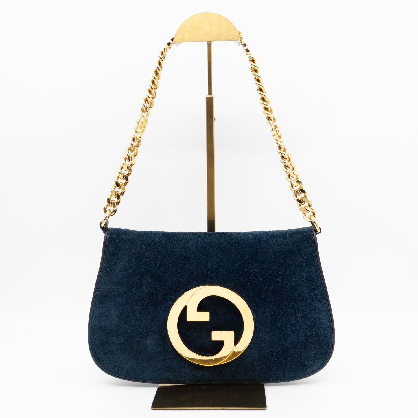 Blondie Small Shoulder Bag Blue Suede