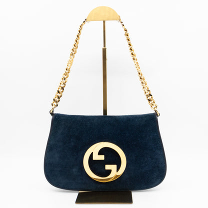 Blondie Small Shoulder Bag Blue Suede