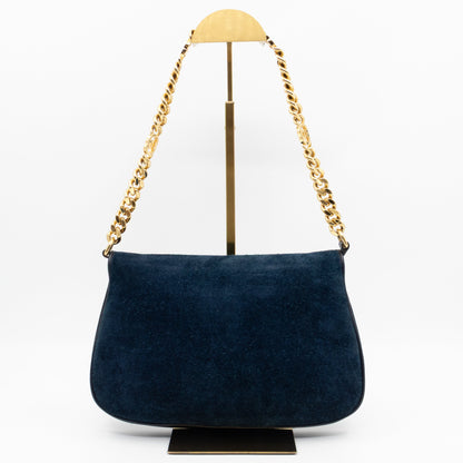 Blondie Small Shoulder Bag Blue Suede