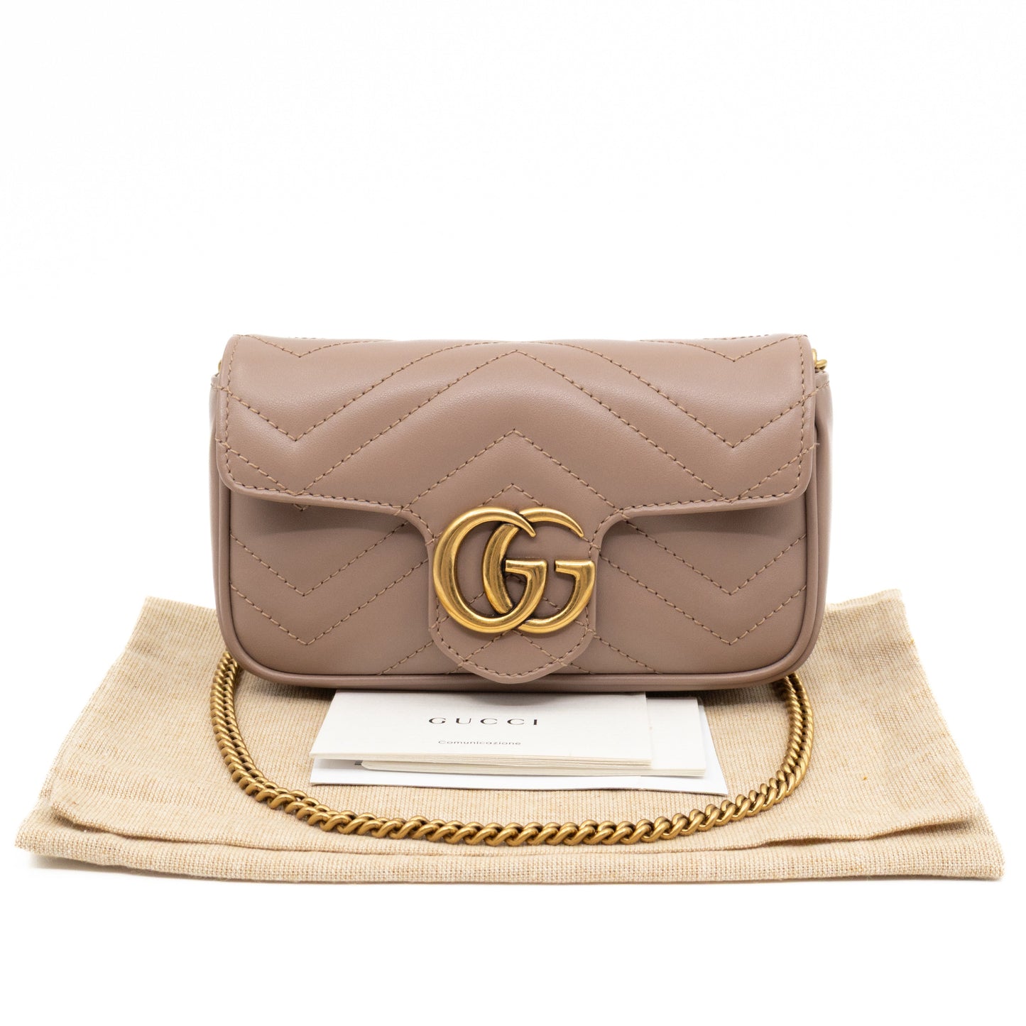 GG Marmont Super Mini Flap Bag Dusty Pink Leather