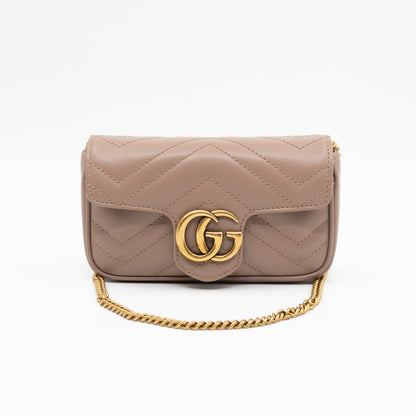GG Marmont Super Mini Flap Bag Dusty Pink Leather