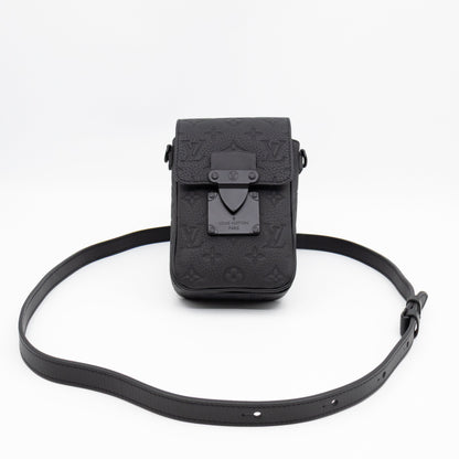 S-Lock Vertical Wallet Black Taurillon Monogram Leather