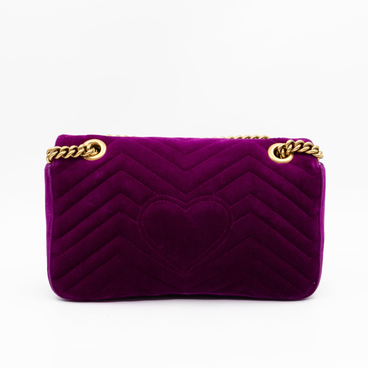 GG Marmont Flap Small Purple Velvet Aged Gold