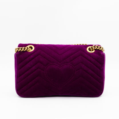 GG Marmont Flap Small Purple Velvet Aged Gold