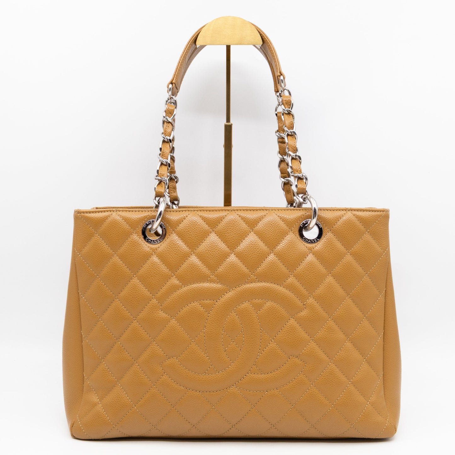 GST Grand Shopping Tote Dark Beige Caviar Silver