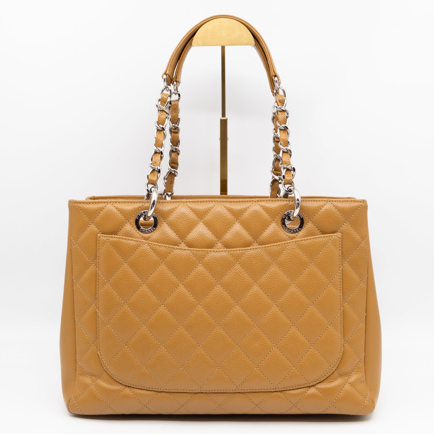 GST Grand Shopping Tote Dark Beige Caviar Silver