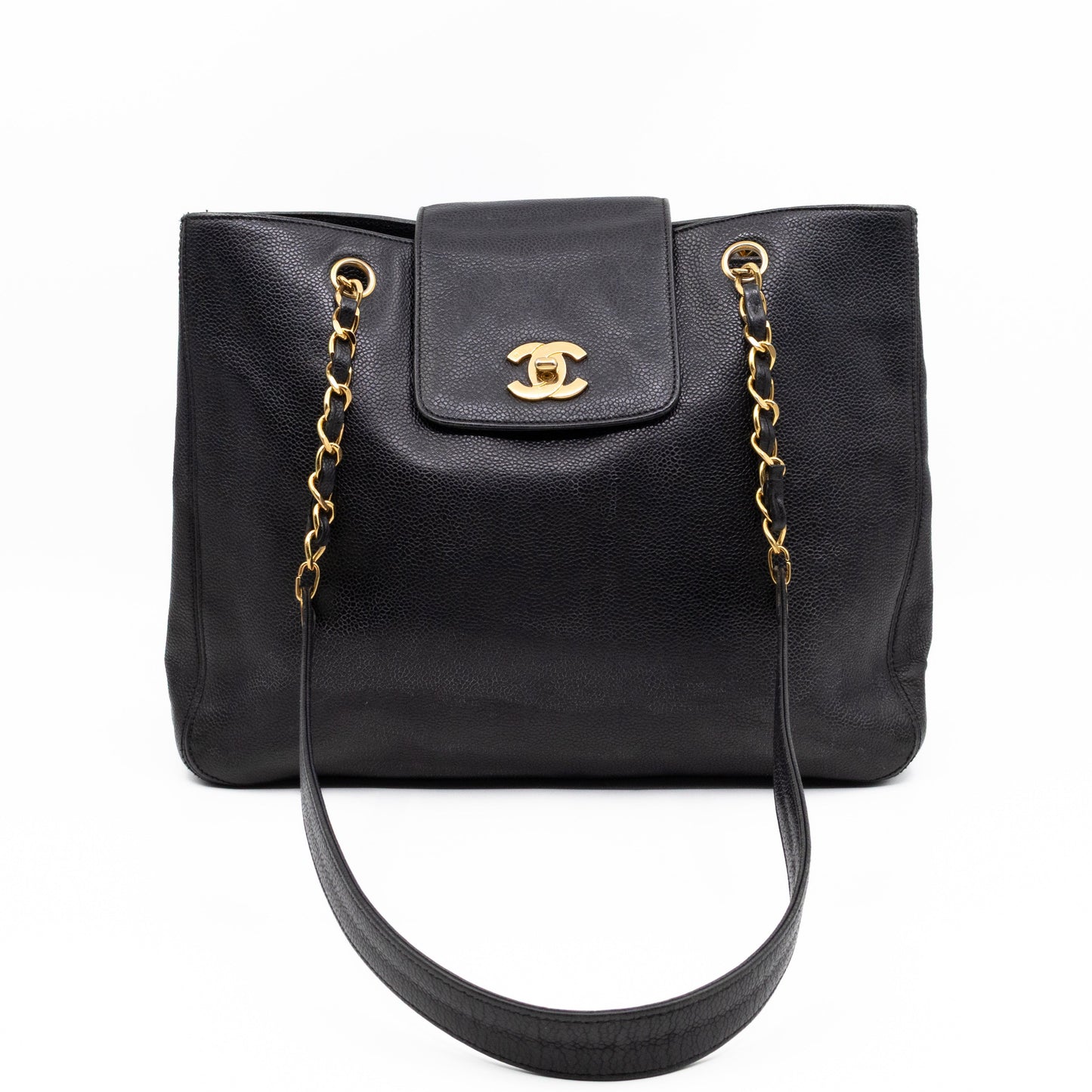 Vintage CC Flap Tote Black Caviar