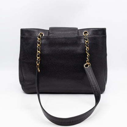 Vintage CC Flap Tote Black Caviar