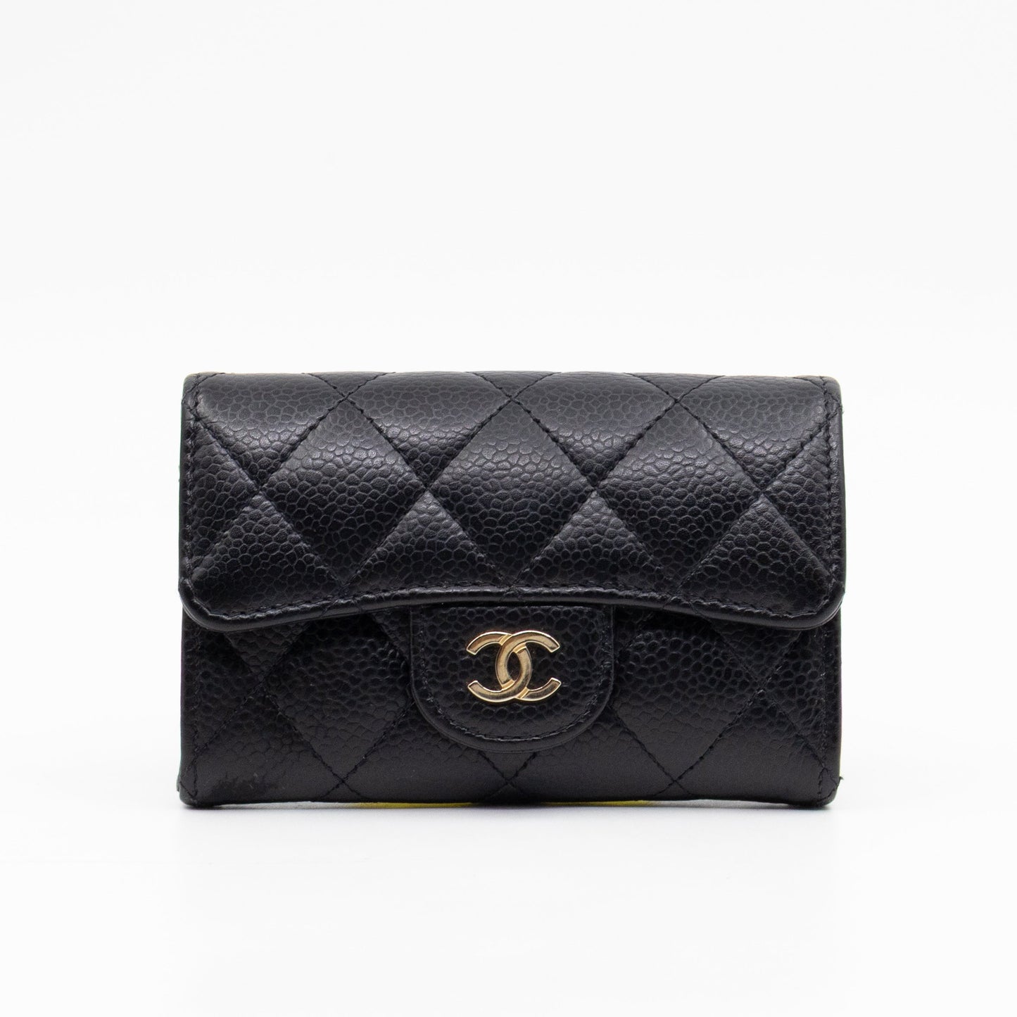 Classic Flap Card Wallet Black Caviar Leather