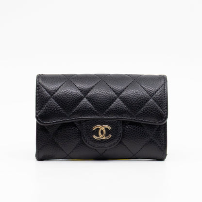 Classic Flap Card Wallet Black Caviar Leather