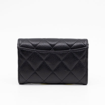 Classic Flap Card Wallet Black Caviar Leather