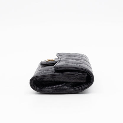 Classic Flap Card Wallet Black Caviar Leather