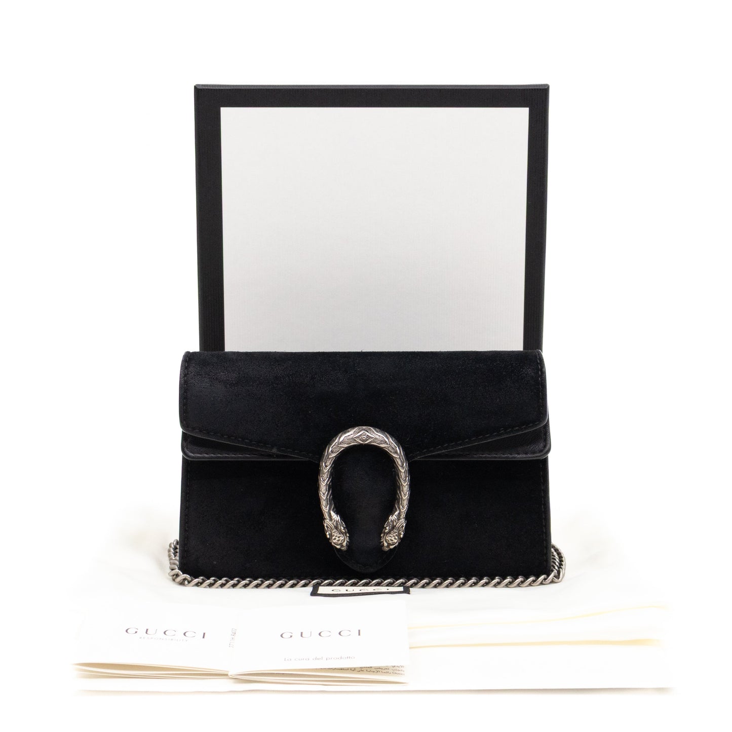 Dionysus Super Mini Black Suede Leather