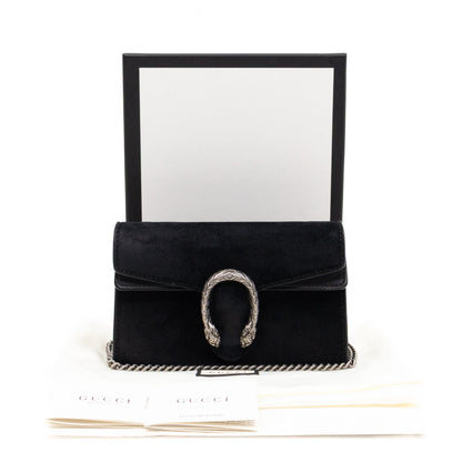 Dionysus Super Mini Black Suede Leather