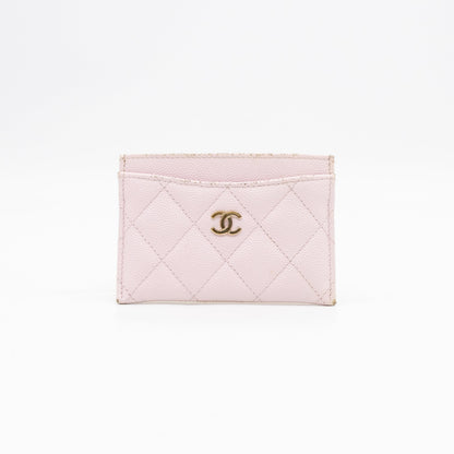 Classic Card Holder Light Pink Caviar Gold