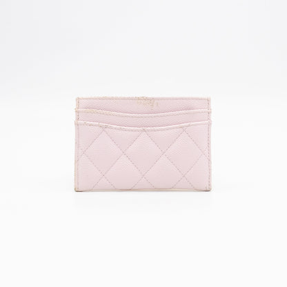 Classic Card Holder Light Pink Caviar Gold