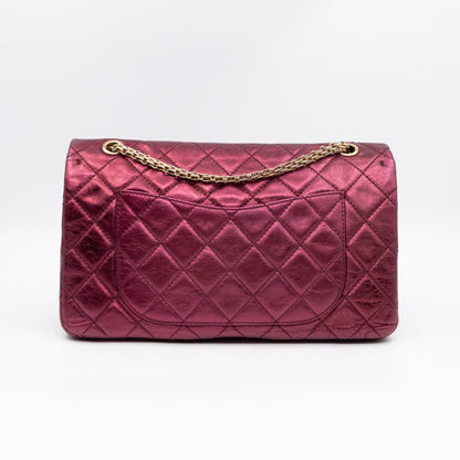 2.55 Reissue 227 Double Flap Bag Burgundy Metallic Leather