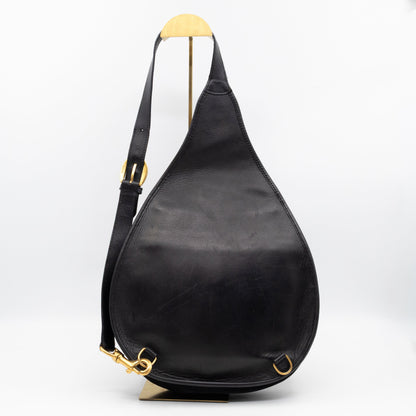 Vintage Horsebit Sling Bag Black Suede