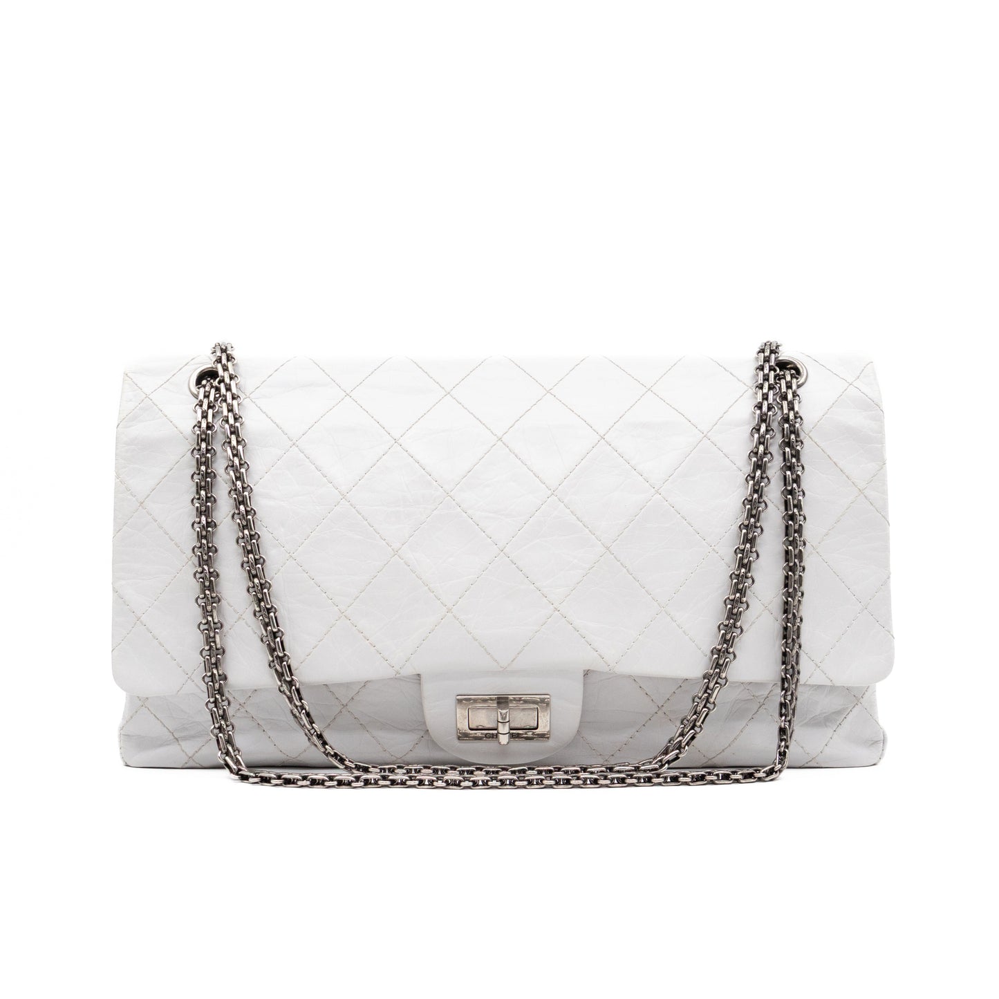 2.55 Reissue 228 Double Flap Bag White Leather