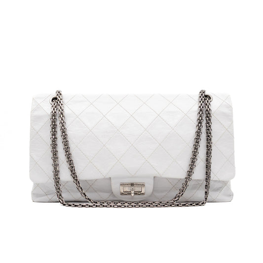 2.55 Reissue 228 Double Flap Bag White Leather