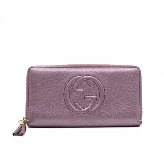Soho Long Zip Around Wallet Purple Metallic Leather