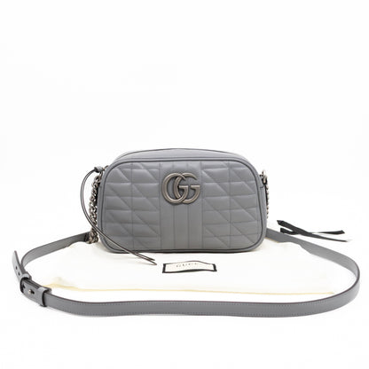 GG Marmont Small Deep Grey Matelasse Aria Leather