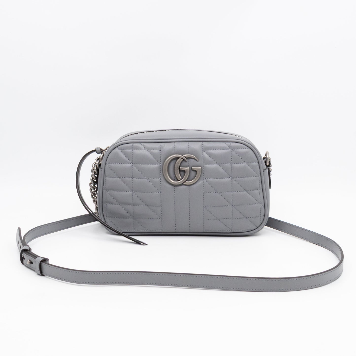 GG Marmont Small Deep Grey Matelasse Aria Leather