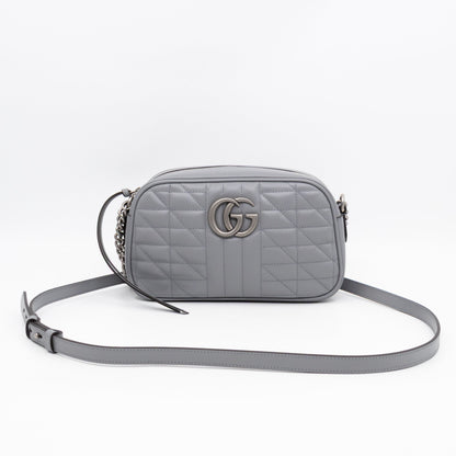 GG Marmont Small Deep Grey Matelasse Aria Leather