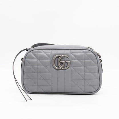 GG Marmont Small Deep Grey Matelasse Aria Leather