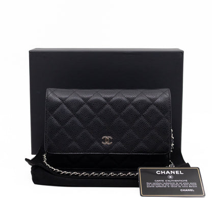 Classic Wallet On Chain Black Caviar Silver