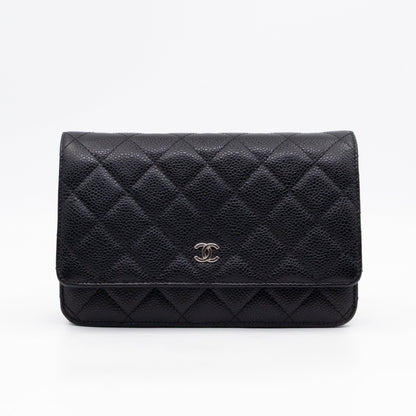 Classic Wallet On Chain Black Caviar Silver