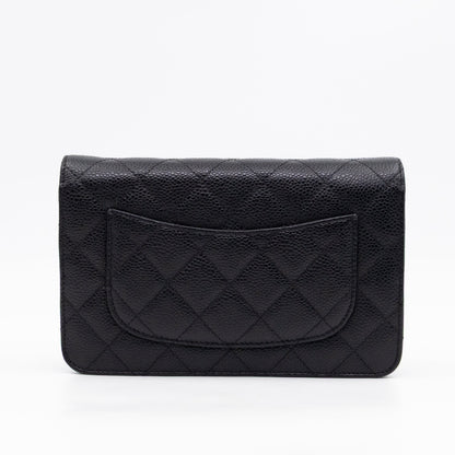 Classic Wallet On Chain Black Caviar Silver