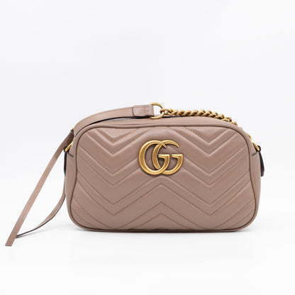 GG Marmont Small Camera Bag Beige Leather