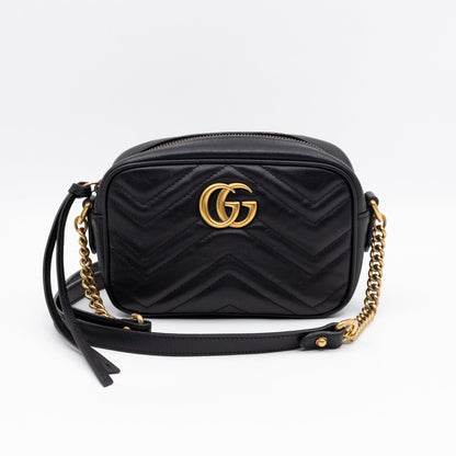 GG Marmont Matelassé Mini Camera Bag Black Leather