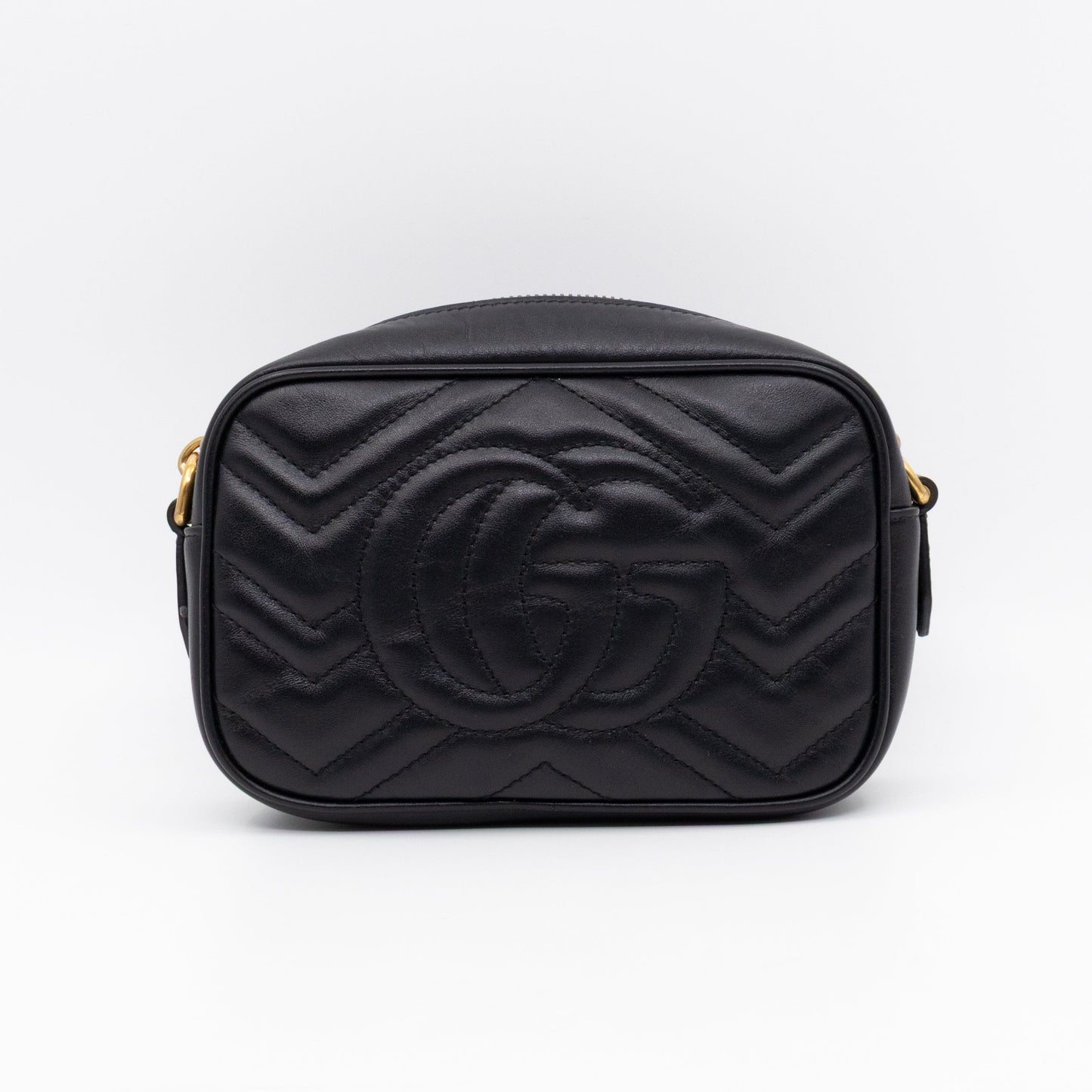 GG Marmont Matelassé Mini Camera Bag Black Leather