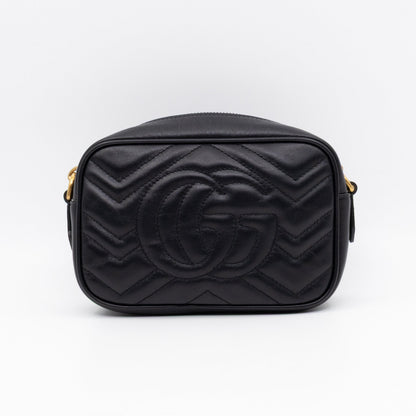 GG Marmont Matelassé Mini Camera Bag Black Leather