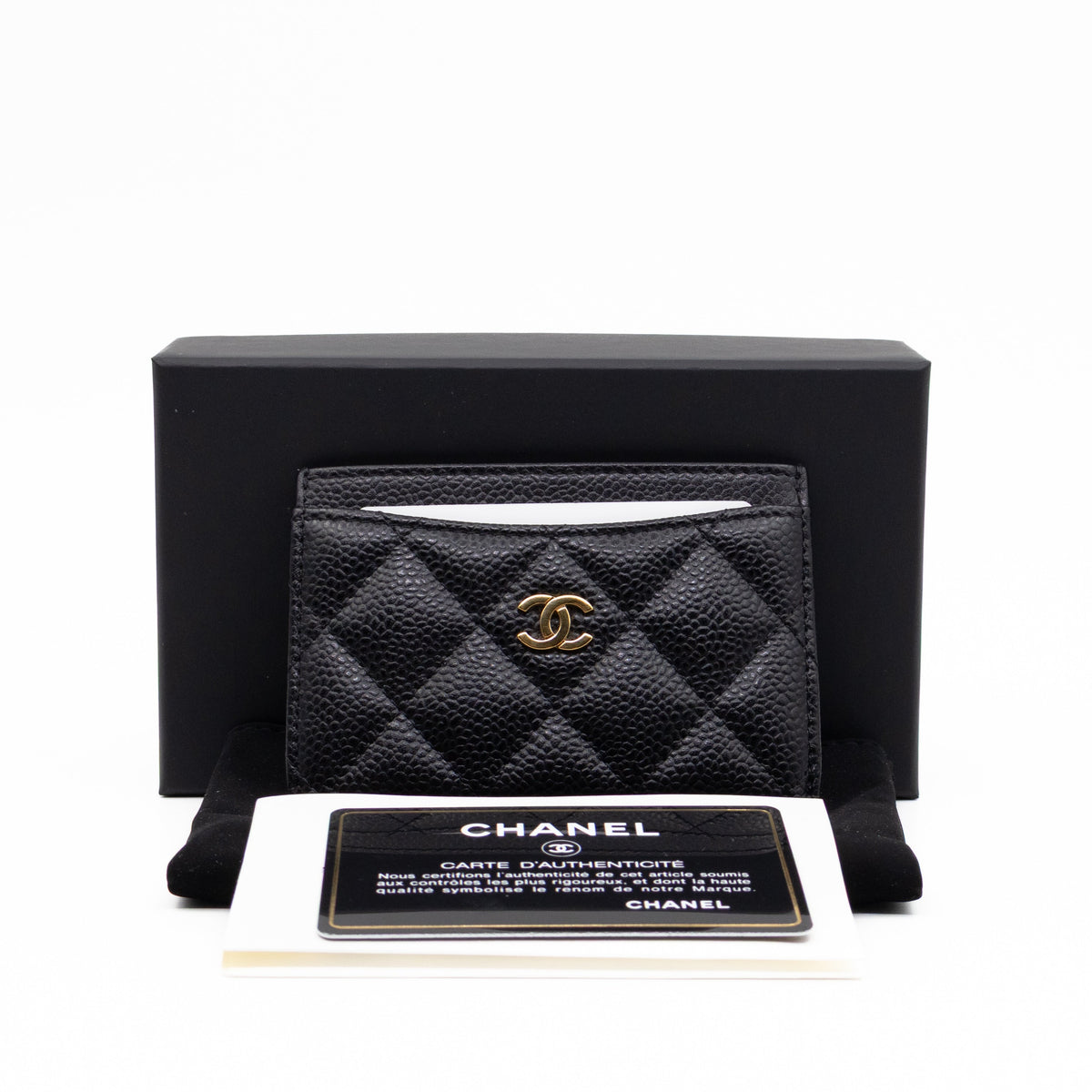 Classic Card Holder Black Caviar Gold