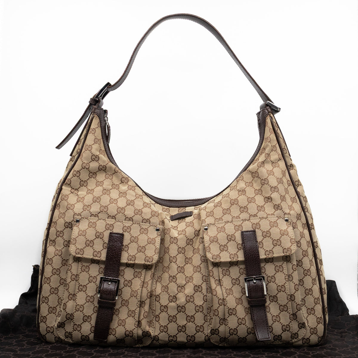 Double Pocket Hobo Bag GG Supreme Canvas